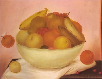 350 人の有名アーティストによるアート作品 Painting - オレンジが落ちる静物画 フェルナンド・ボテロ